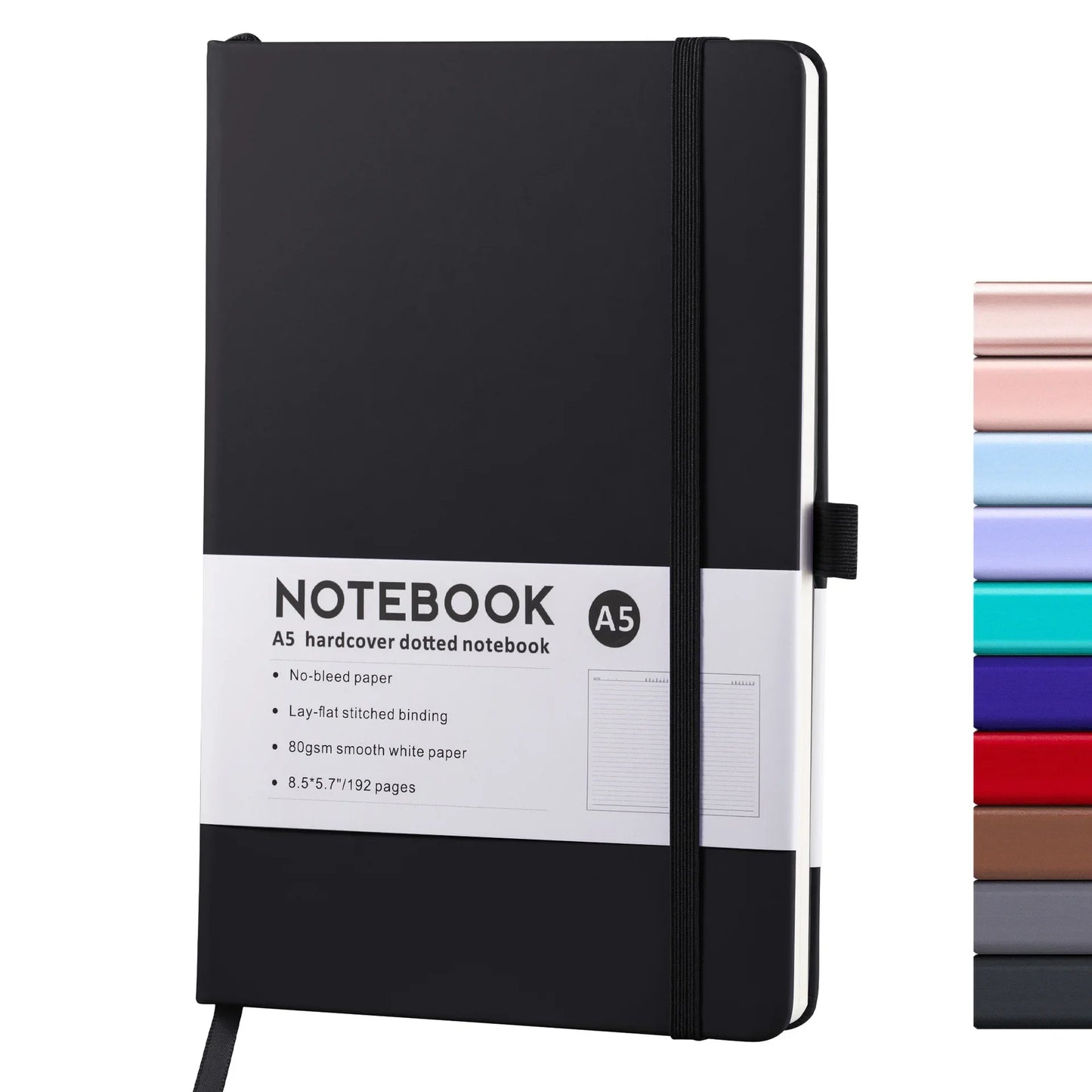 Hardcover A5 A6 Notebook Elastic Band PU Leather Journal Office