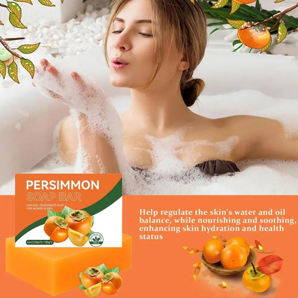 Persimmon Cleansing Soap Bar 100g/200g Body Care Face Wash Exfoliating Soap Fruit Handmade Shower Soap Peaceful Pleasures Health and Wellness