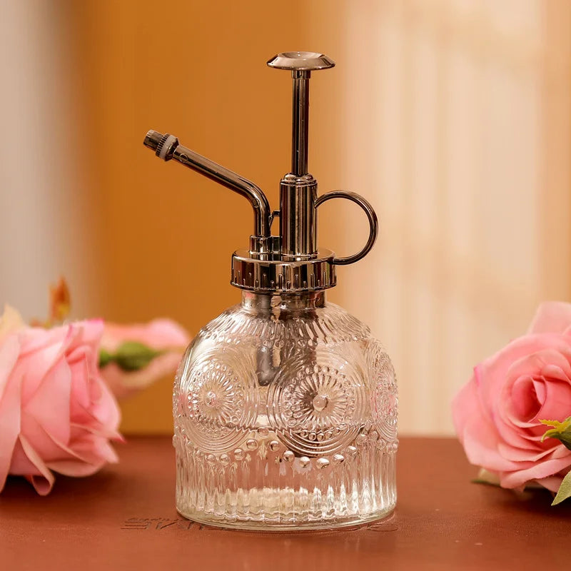 Retro glass watering bottle European style embossed air pressure watering bottle gardening household flower watering bottle Peaceful Pleasures Health and Wellness