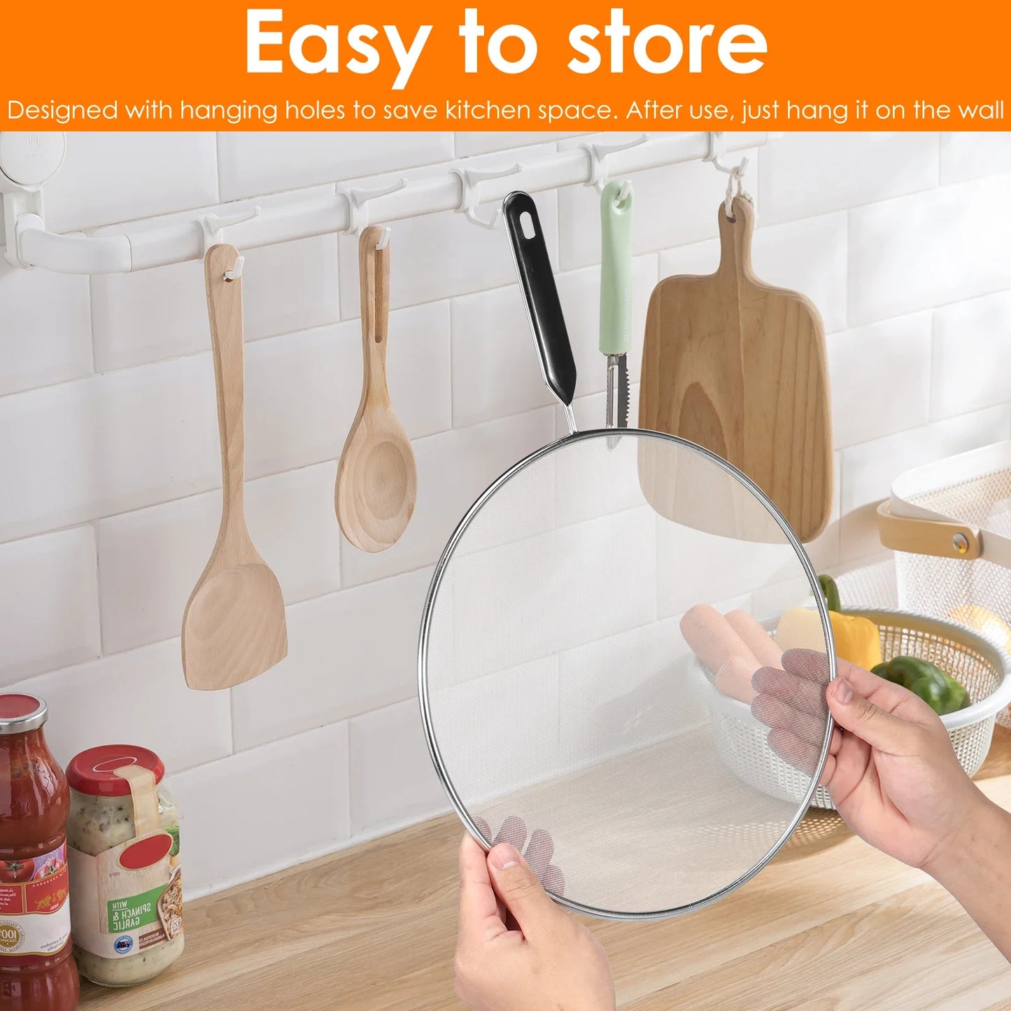 25/29/33cm Grease Splatter Screen for Frying Pan Stops 99% of Hot Oil Splash Splatter Guard for Cooking Iron Skillet Lid Peaceful Pleasures Health and Wellness