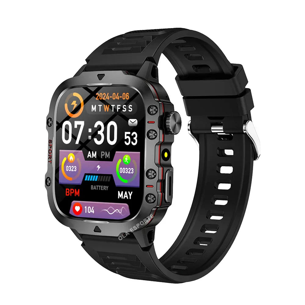 Military Smartwatch Men – 2.01" HD GPS BT Calling Fitness Tracker
