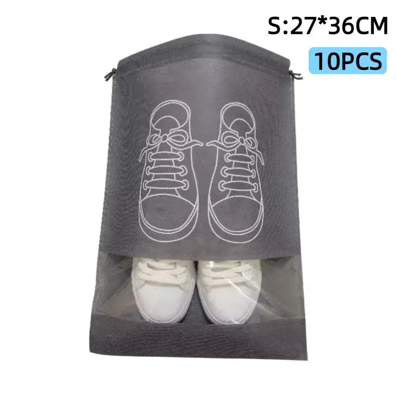 Non-Woven Drawstring Shoe Bags – Waterproof Travel Set of 10