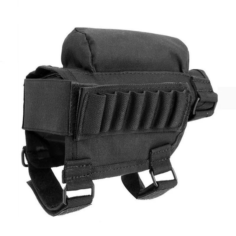 Cartridge Bag Tactical 2-in-1 gun holderTactical Buttstock Shotgun Rifle Stock Ammo Portable Pouch Molle Cartridge Holder Gun Peaceful Pleasures Health and Wellness black color