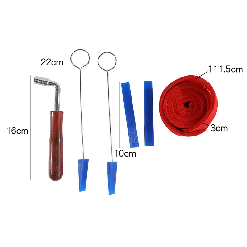 6-Piece Piano Tuning Kit – Lever, Mutes, Temperament Strip