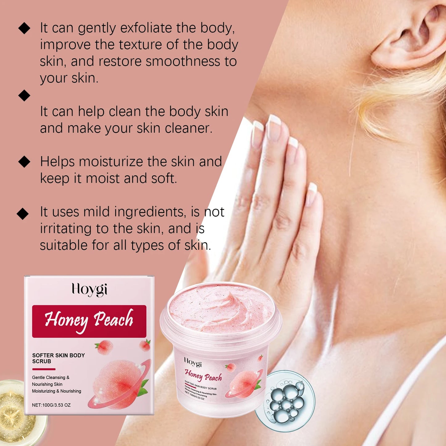 Honey Peach Body Scrub – Brightening Exfoliating Cleanser