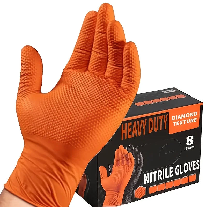 30-Pack (15 Pairs) of Orange Nitrile Gloves with Raised Diamond Texture, Suitable for Auto Repair, Outdoor Use, Kitchen and Household Cleaning, and Are Versatile for Multiple Cleaning Scenarios Peaceful Pleasures Health and Wellness
