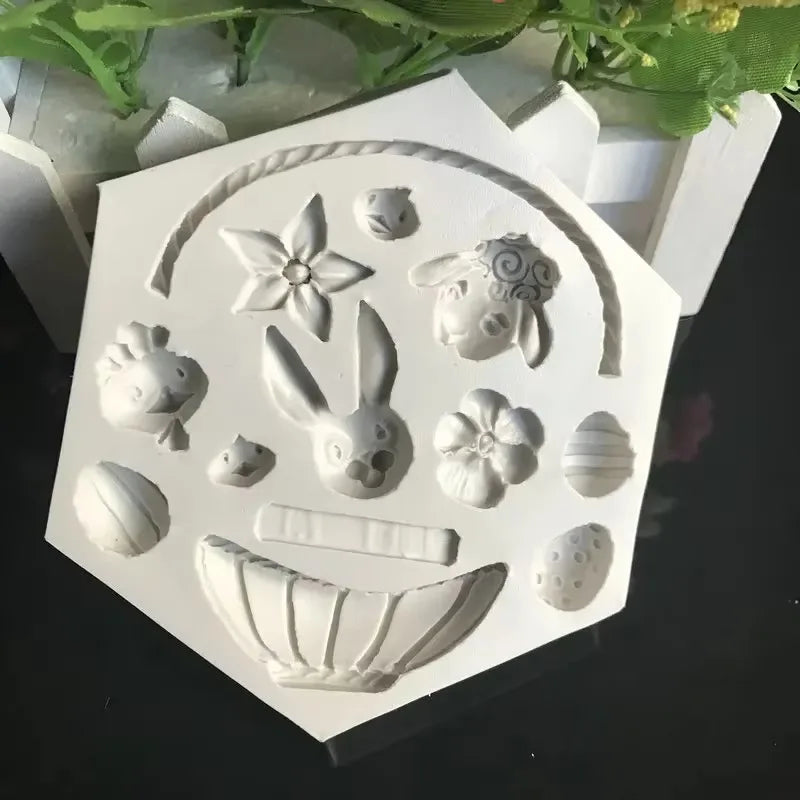 Easter Rabbit Handmade Mold 3D Silicone Egg Flower Fondant Chocolate