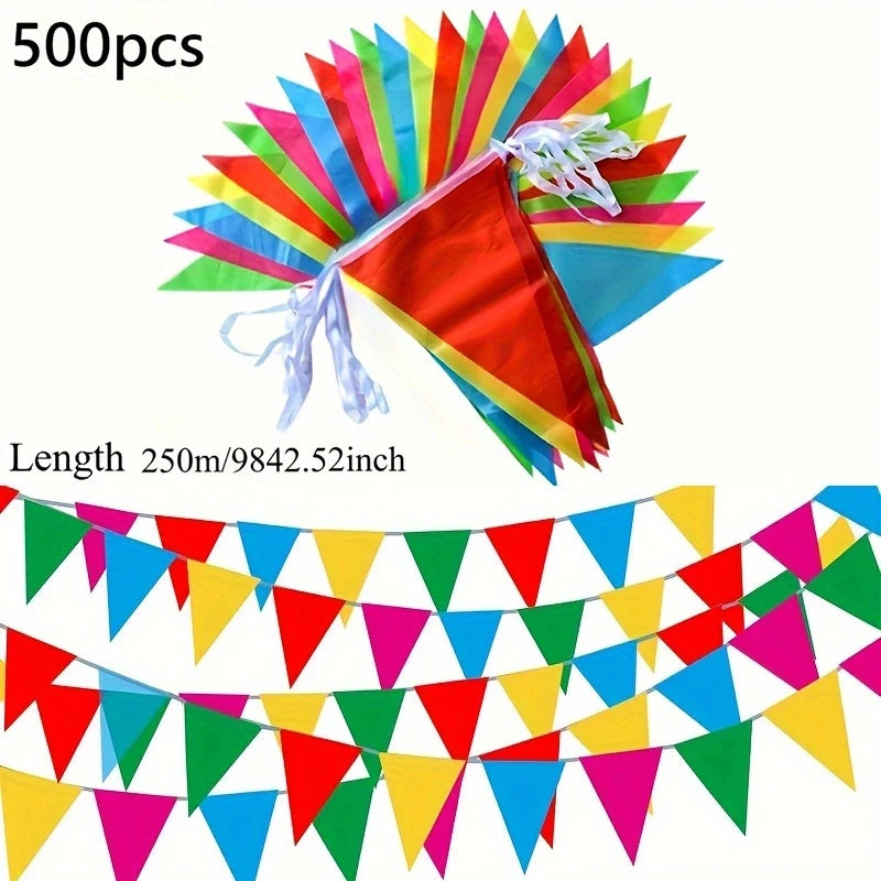 Colorful Triangle Pennant Banner Flags – Party Garland Bulk Pack Party Pennant Flags Peaceful Pleasures Health and Wellness 500pcs-Colorful flag