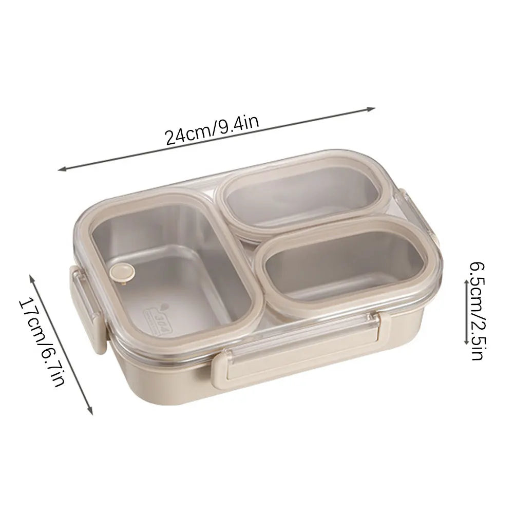 Stainless Steel Students Lunch Box With 3 Compartments Leakproof Bento Box With Soup Cup Condiment Cup For School Office Travel Peaceful Pleasures Health and Wellness