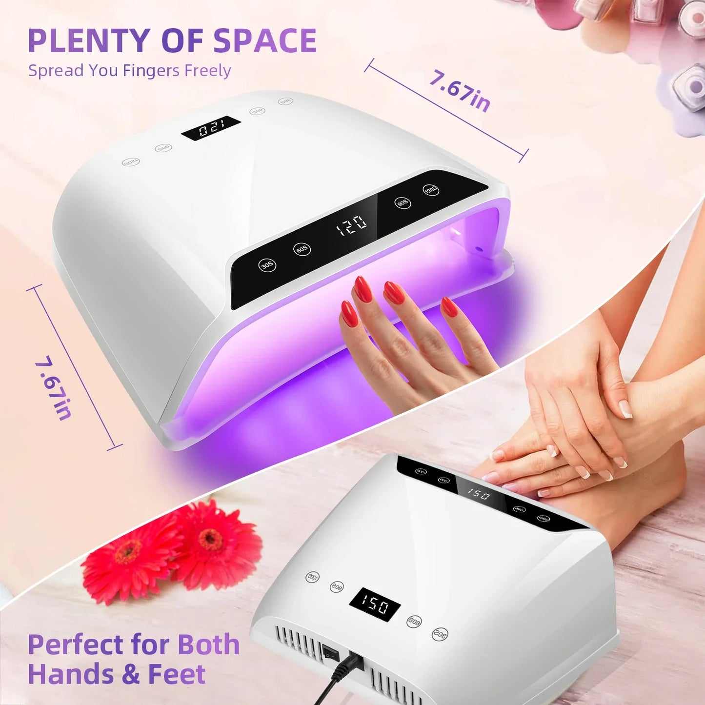 72-LED Nail Curing Lamp | Auto Sensor, 4 Timers, HD Display