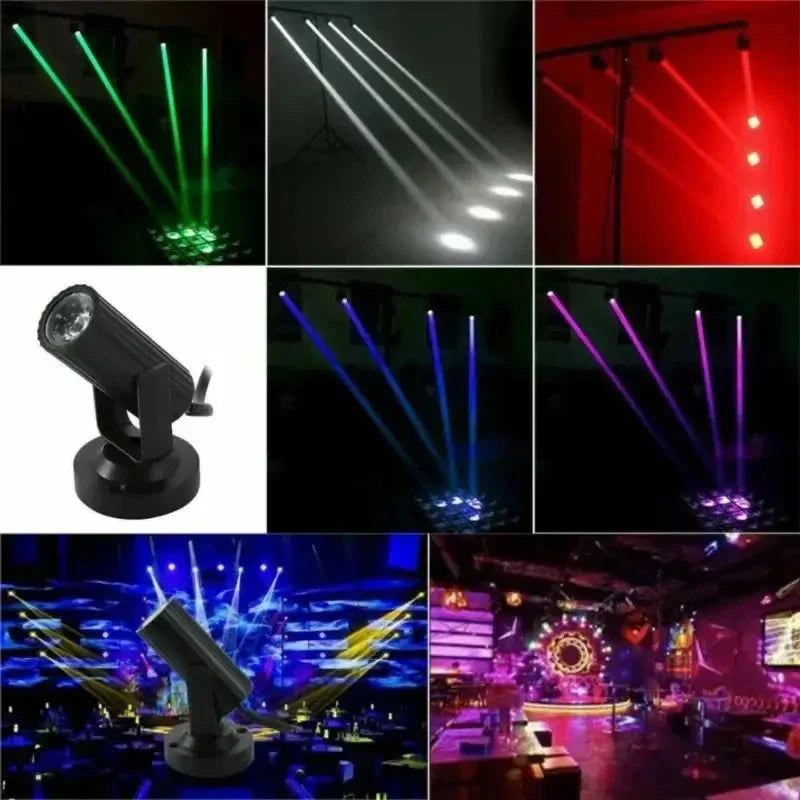 Mini RGB LED Stage Spotlight 1W – 360° Disco Party Flash Light