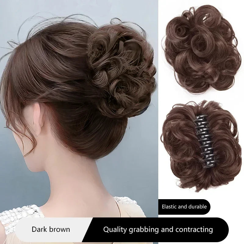 Messy Curly Synthetic Hair Bun Clip-In Hairpiece for Women