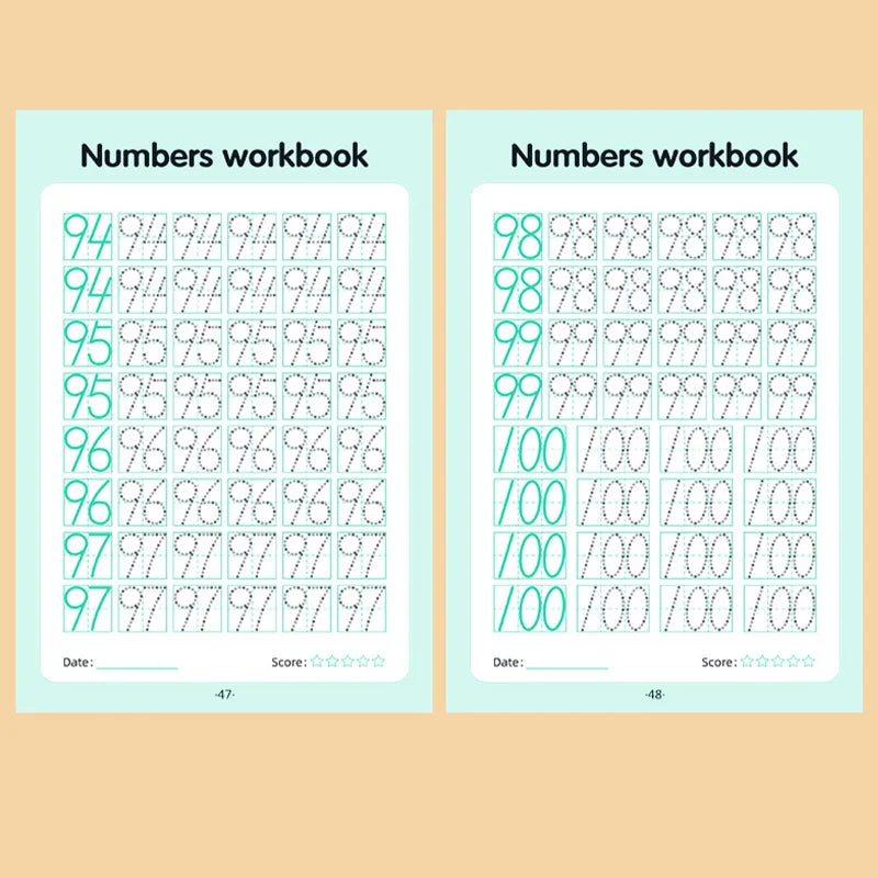 Workbook Tracing Numbers 0-100 Handwriting Textbook Learning Math