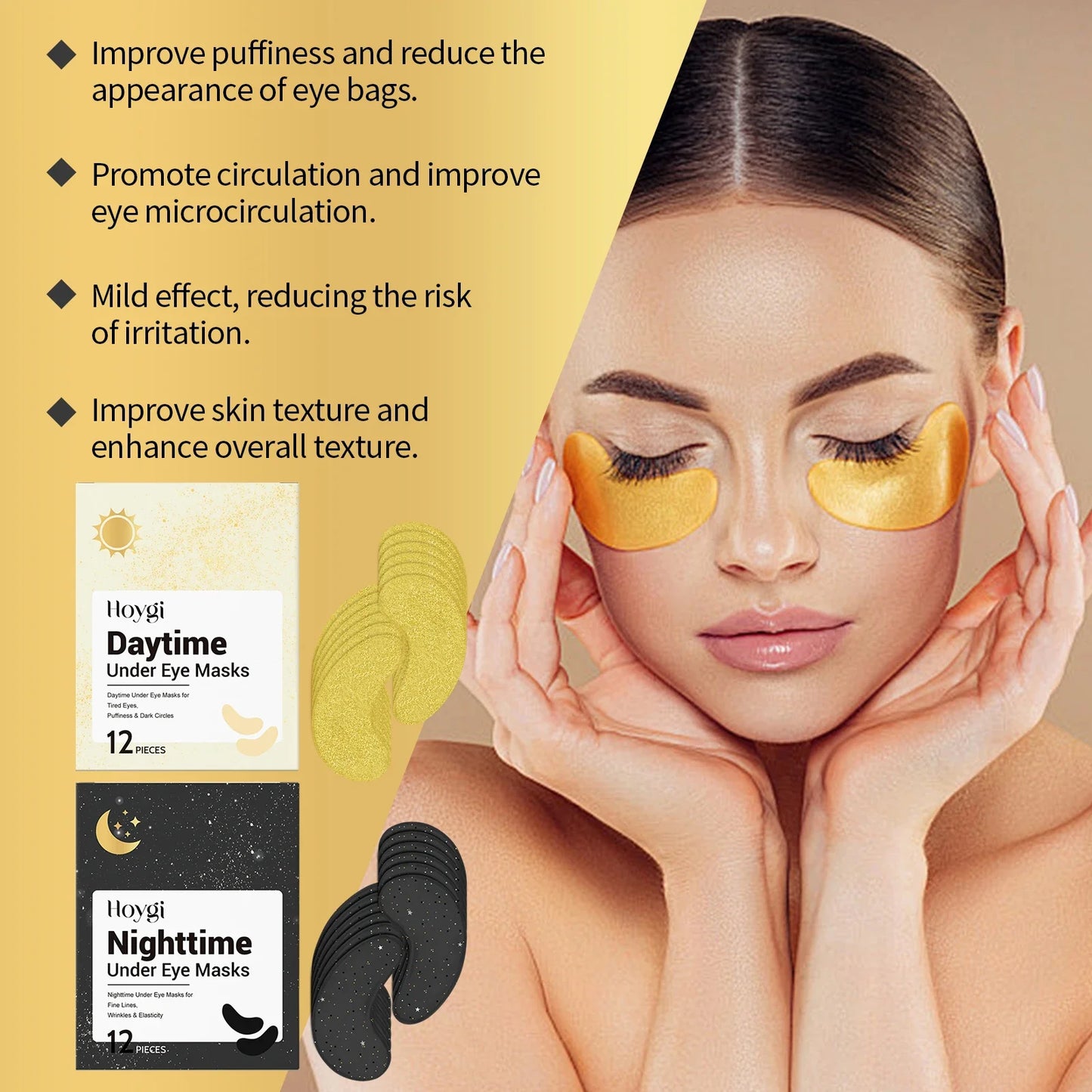 Hoygi Day & Night Under Eye Masks – Puffiness & Dark Circles