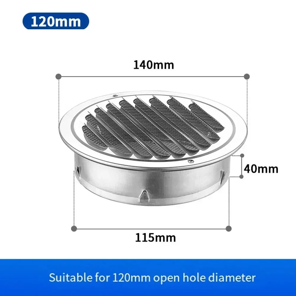 Stainless Steel Round Air Vent Grille Cover | 70–300mm Sizes