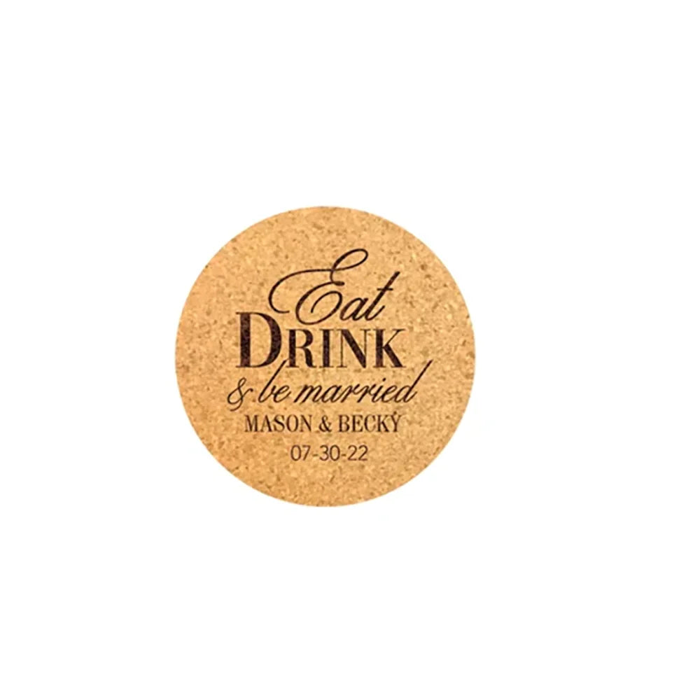 10-Pack Personalized Cork Coasters | Wedding Favors & Decor