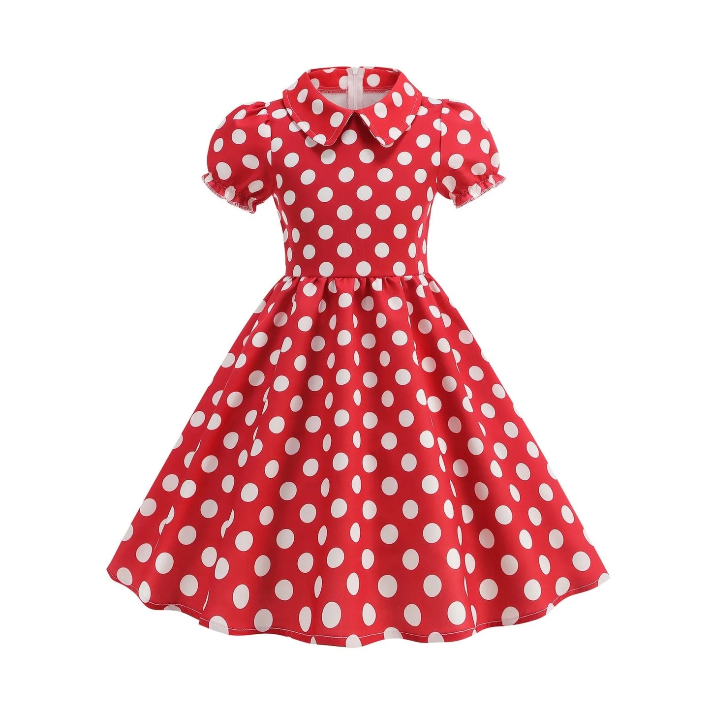 Girls Vintage Polka Dot Princess Dress – Retro Summer A-Line