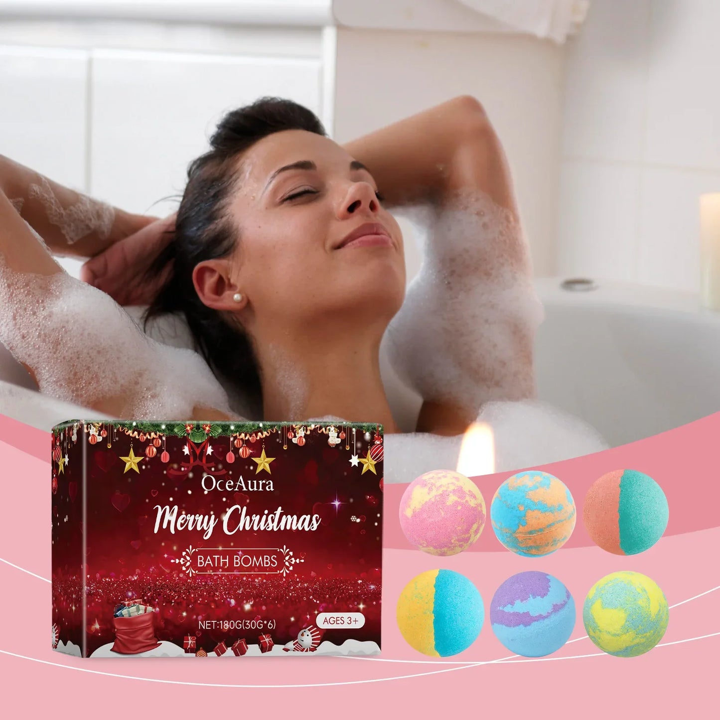 OceAura Christmas Bath Bombs Gift Set – Kids & Adults