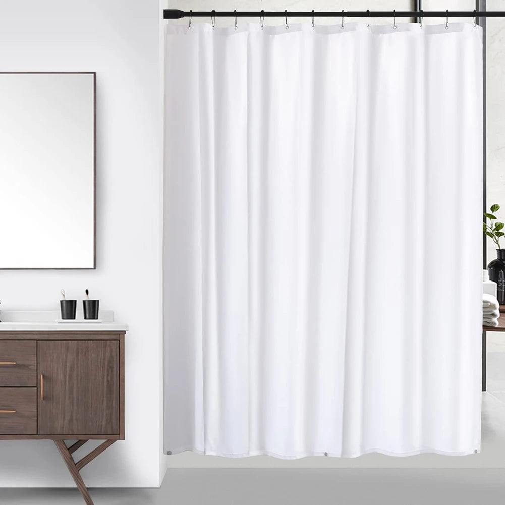 Clear Shower Curtain Waterproof White Plastic Bath Curtains Liner Transparent / Pink Bathroom Mildew PEVA Home Luxury with Hooks Peaceful Pleasures Health and Wellness White
