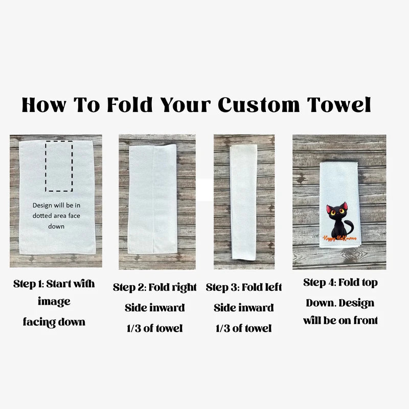 Halloween Waffle Tea Towel | Spooky Black Cat Kitchen Dishcloth