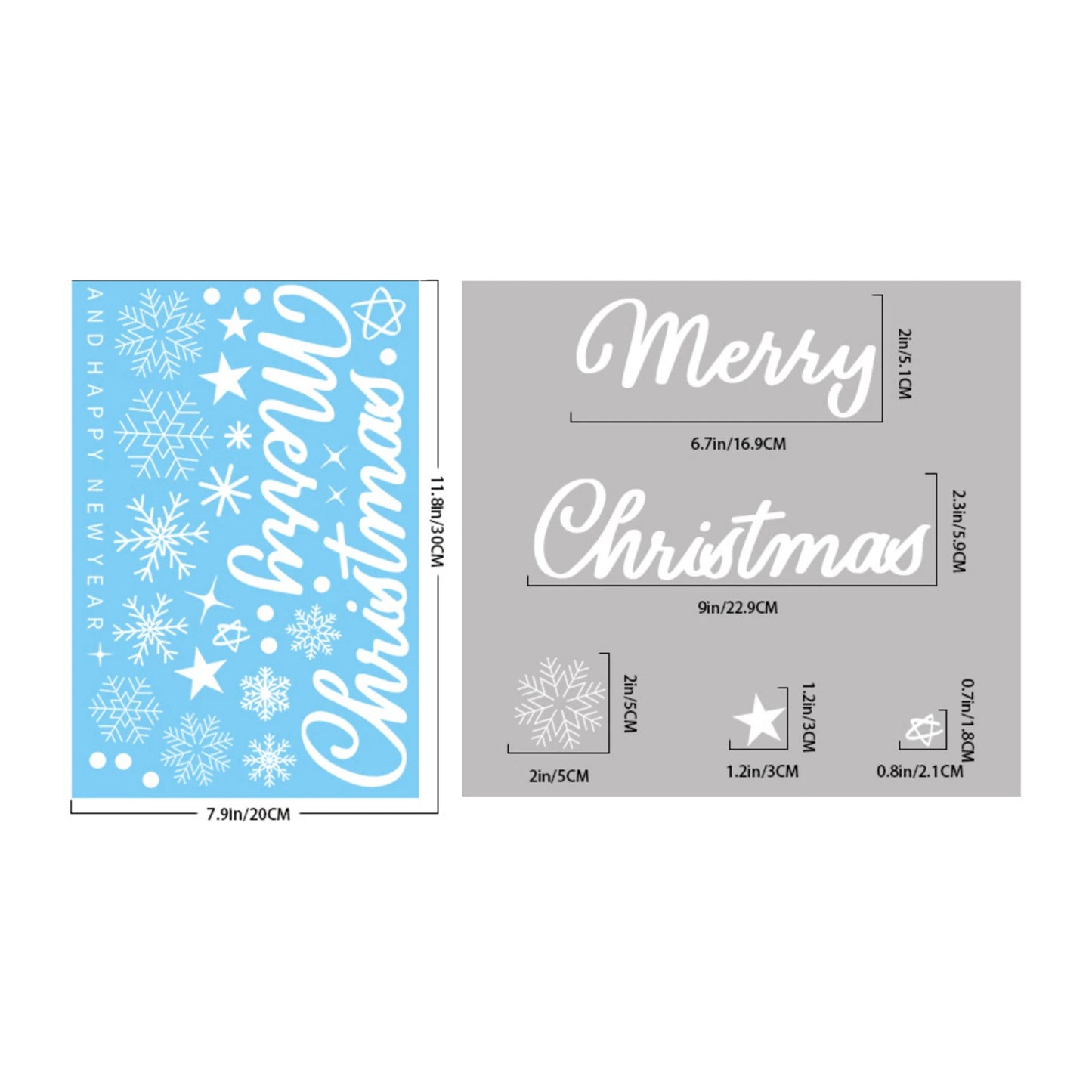Christmas Static Window Clings – Elk, Snowflake & Xmas Tree PVC