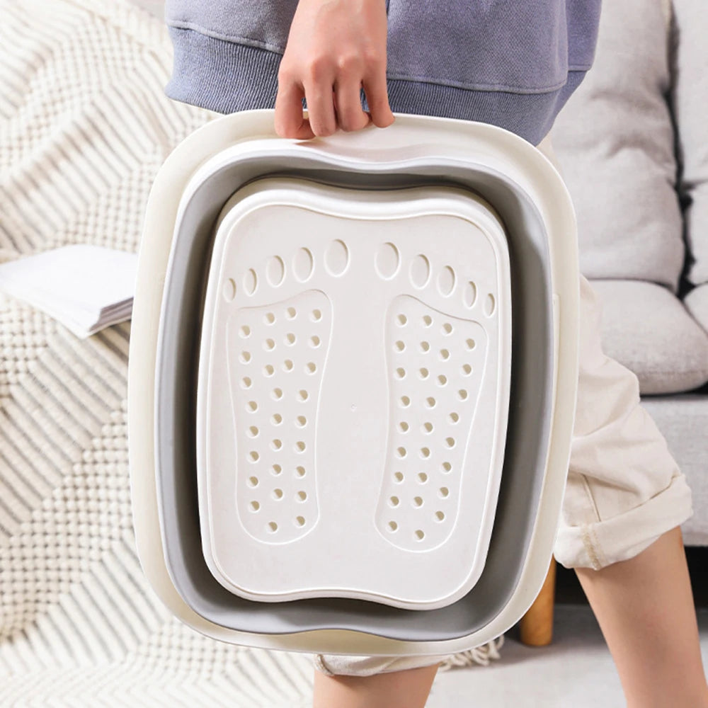 Foldable foot bath tub – portable, covered basin with ergonomic design, suitable for travel and home use Peaceful Pleasures Health and Wellness