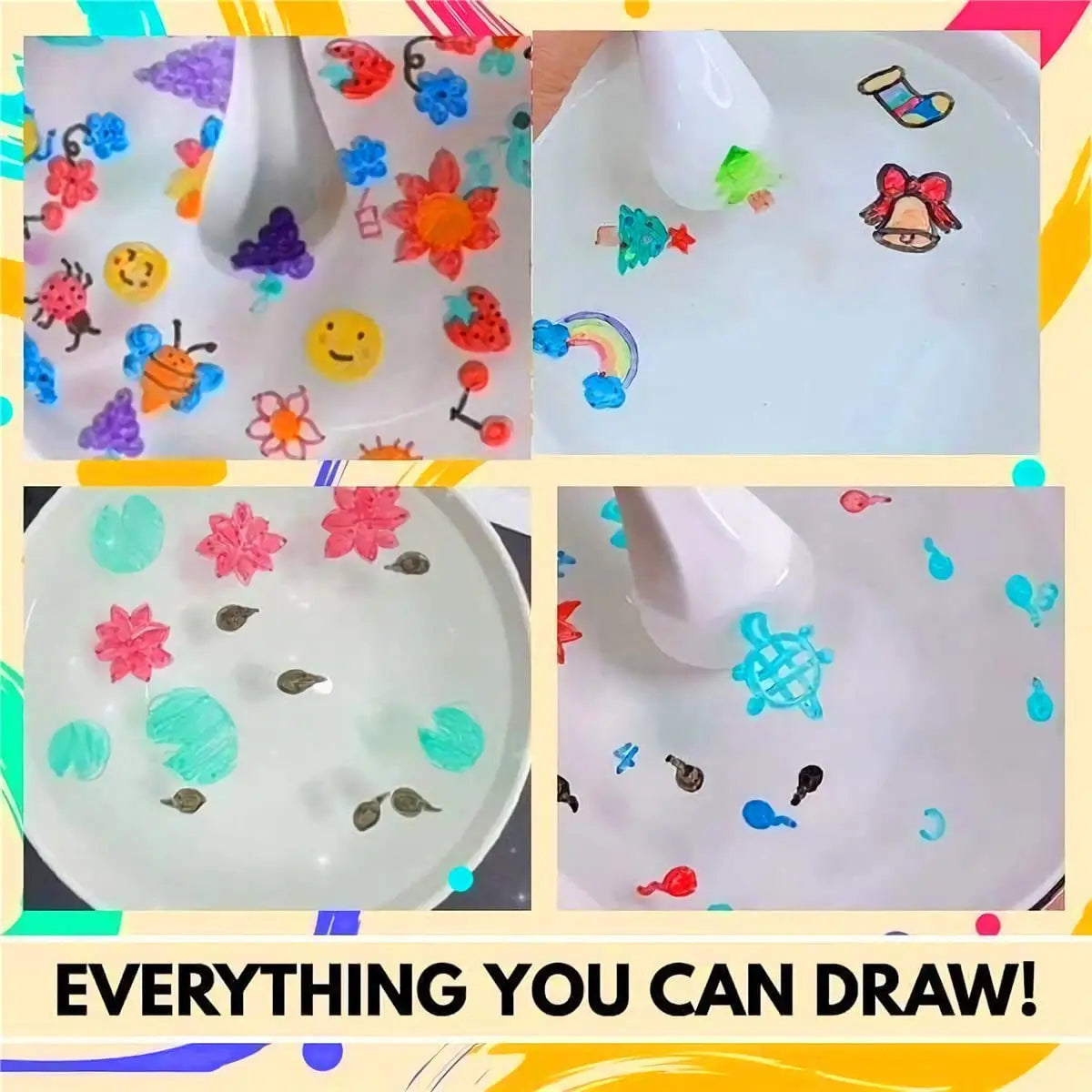 12 Colors Doodle Water Floating Pens Magical Water Painting Whiteboard Pens Markers Erasing Pens Doodle Drawing Pens Peaceful Pleasures Health and Wellness