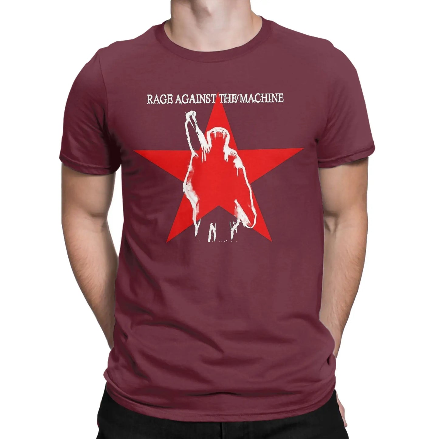 Rages Against The Machines T-Shirt Men RAM band Funny 100% Cotton Tee Shirt Round Neck Short Sleeve T Shirt New Arrival Clothes Peaceful Pleasures Health and Wellness