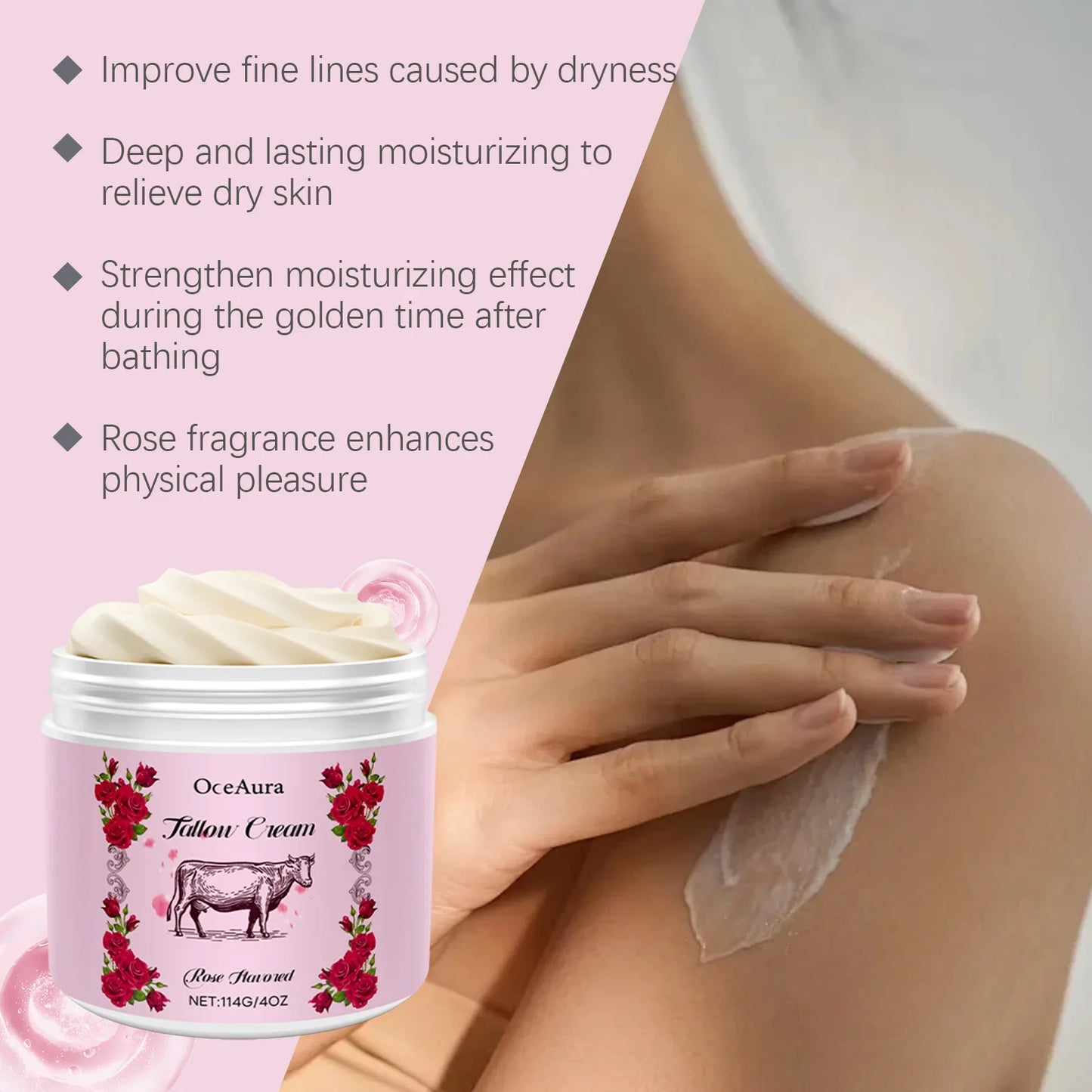 OceAura Rose & Milk Moisturizing Body Cream | Dry Skin Care Body Moisturizing Cream Oasis Select