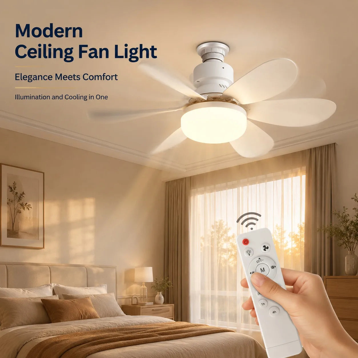 2026 New E27 Ceiling Fan Light, 30W/40W Dimmable LED Fan Lamp with Remote Timer for Bedroom Kitchen Balcony Peaceful Pleasures Health and Wellness