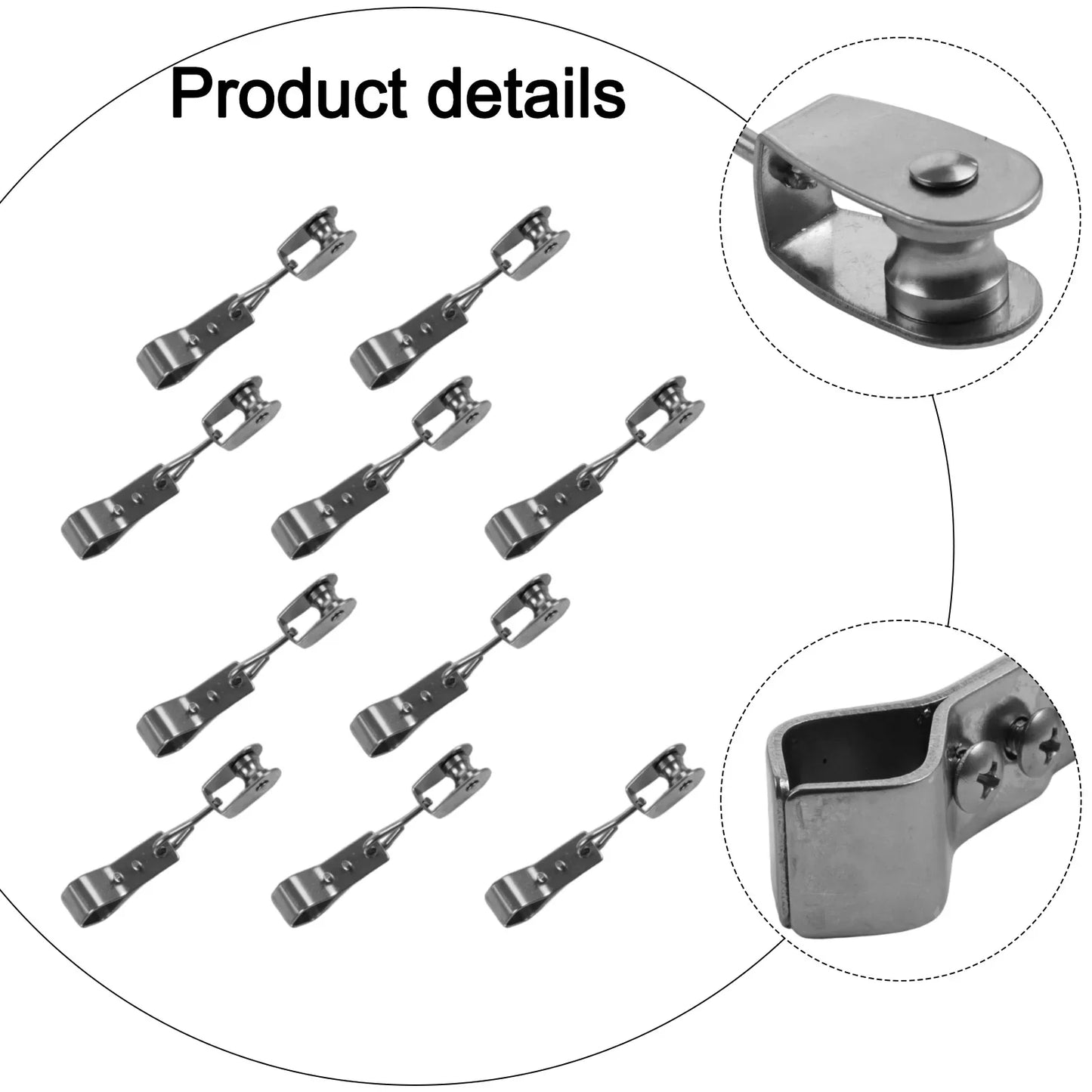 10-Pack Stainless Steel Pulley Pipe Clamps for Shade Sails