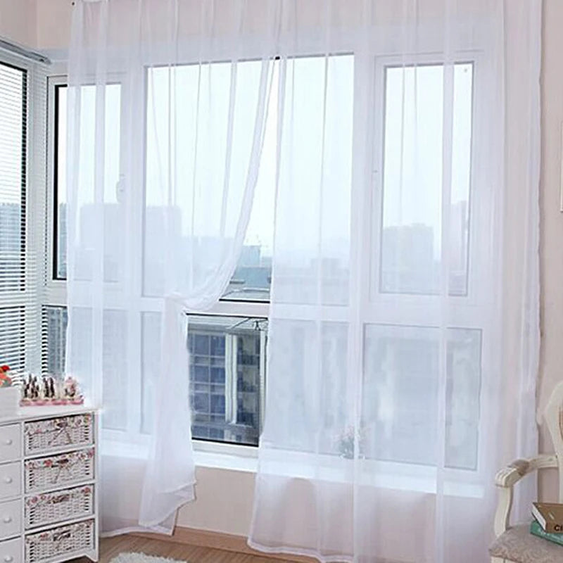 Transparent Window Gauze Solid Color Wedding Glass Gauze Household Products Light Luxury Style Easy To Install Curtains Peaceful Pleasures Health and Wellness White