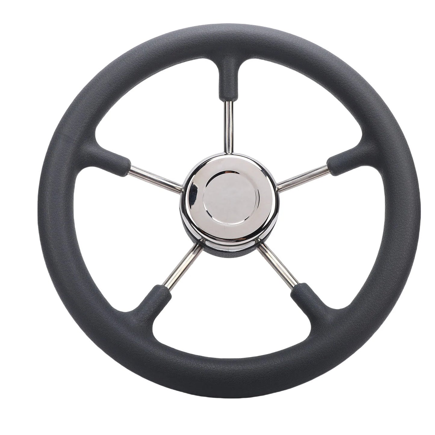 13" Stainless Steel Boat Steering Wheel | 5-Spoke Foam Grip