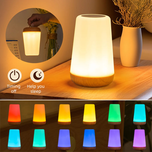 USB Touch Control LED Night Light 13 Colors Changing Dimmable Bedside Table Lamp with Remote for Bedroom Camping Reading Decor Peaceful Pleasures Health and Wellness
