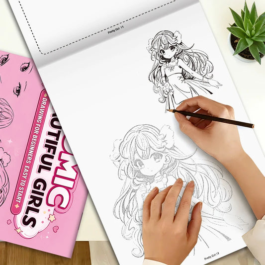 Beautiful Girl Drawing Practice Book Cartoon Fantasy Princess Theme Peaceful Pleasures Health and Wellness