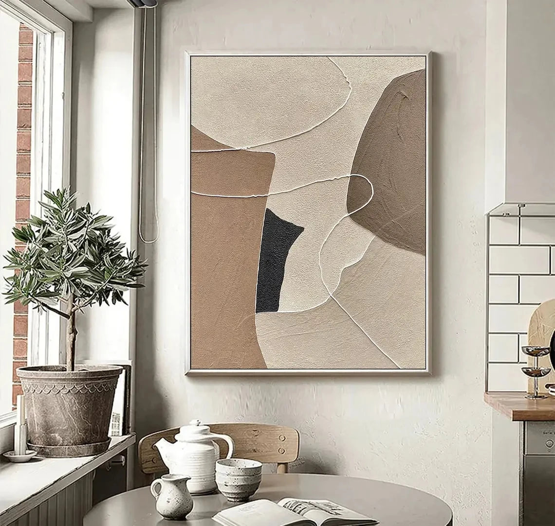 Handmade Textured Wall Art, Beige, Brown, Abstract Oil Painting on Canvas, Neutral, Large Wall Decor, Home Decoration Peaceful Pleasures Health and Wellness