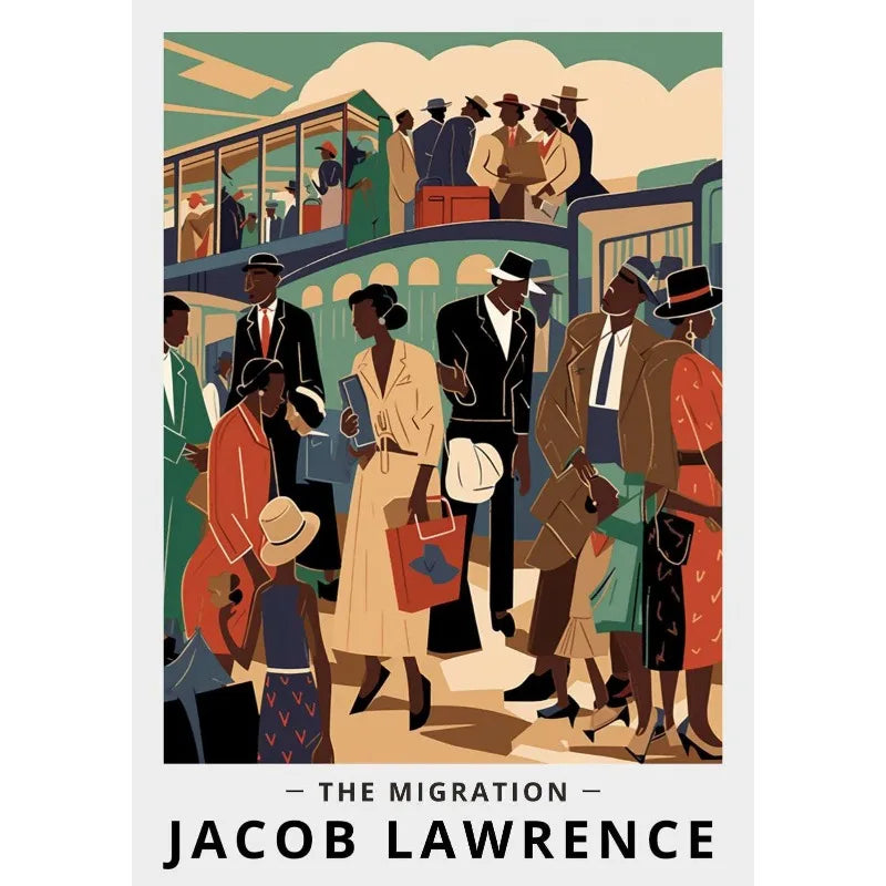 Minimalist Jacob-Lawrence The Migration African American Classic Exhibition Poster Canvas Painting Wall Pictures Home Decor Peaceful Pleasures Health and Wellness 7 50x70cm Unframed