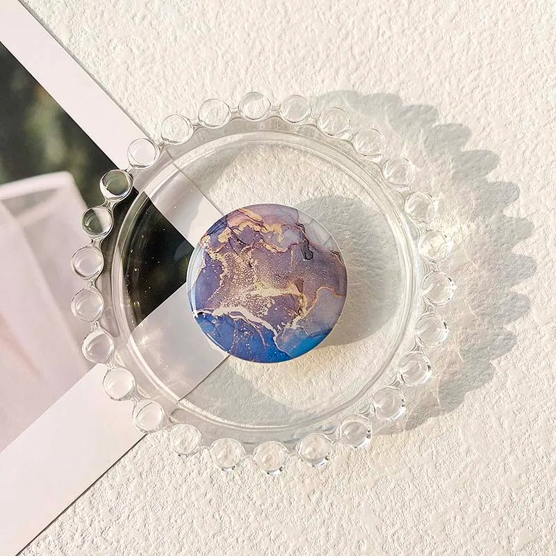 Socket Grip Tok Acrylic Glue Material High Quality Transparent Folding Stand Marble Pattern Phone Holder Foldable phone grip Peaceful Pleasures Health and Wellness P193-04