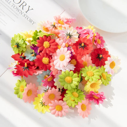Mini Silk Daisy Artificial Flowers 50/100pcs | Wedding & DIY Decor Artificial Silk Flowers Peaceful Pleasures Health and Wellness