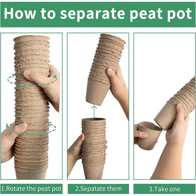 Biodegradable Pulp Seed Starter Pots | 10/20 Pack with Drainage