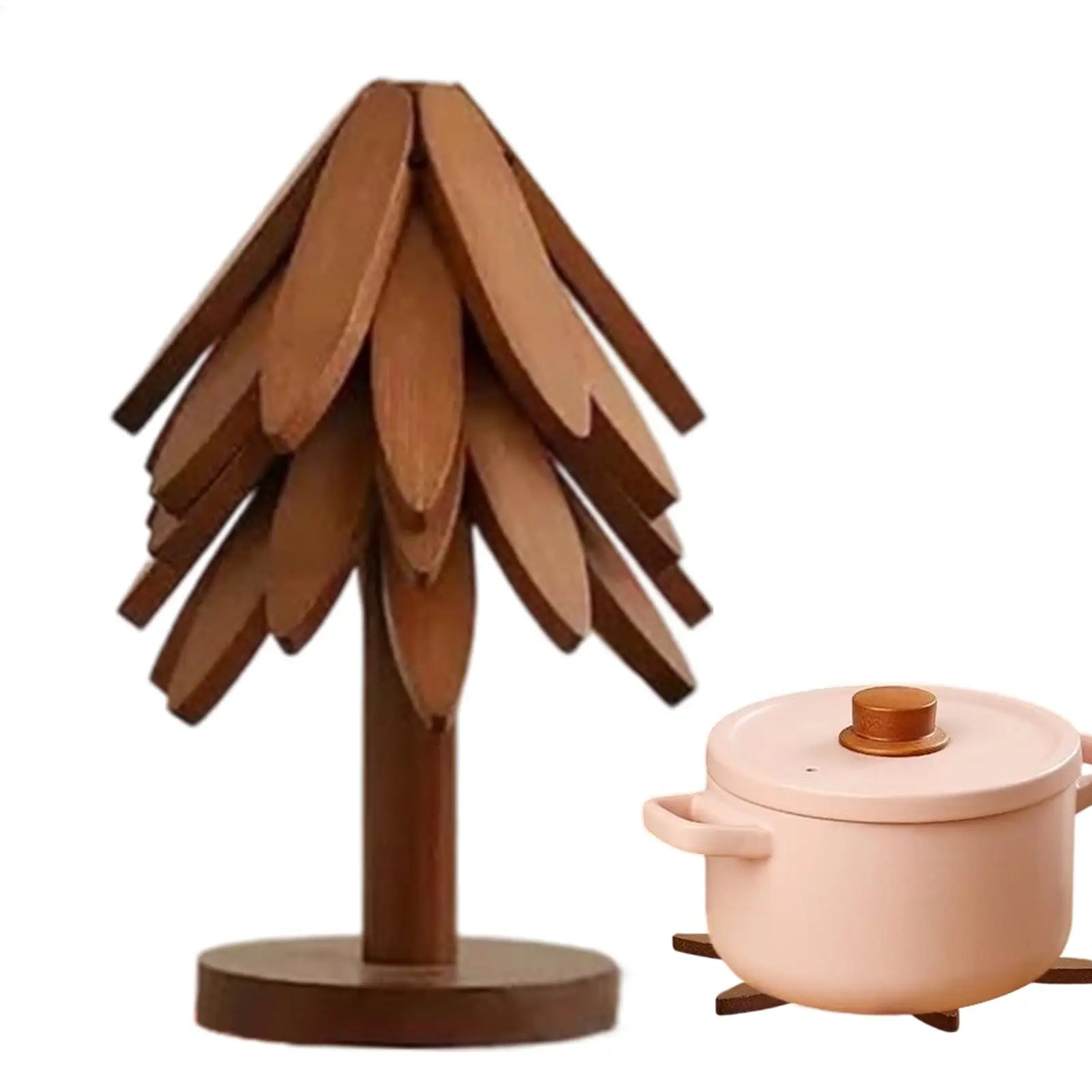 Natural Tree Trivet Set Foldable Aesthetic Placemat Foldable Christmas Tree Coasters For Hot Dishes Bowls Cups Drinks Teapots Peaceful Pleasures Health and Wellness