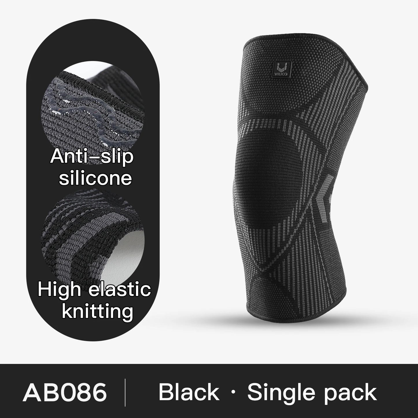1 Pcs Compression Knee Support Sleeve Elastic Breathable Knee Pads Brace Springs Gym Sports Protector Basketball Volleyball Run Peaceful Pleasures Health and Wellness black 1 XL