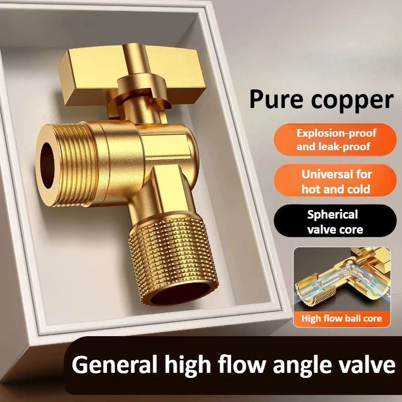 Brass G1/2" Stop Valve with Handle – Hot & Cold Water