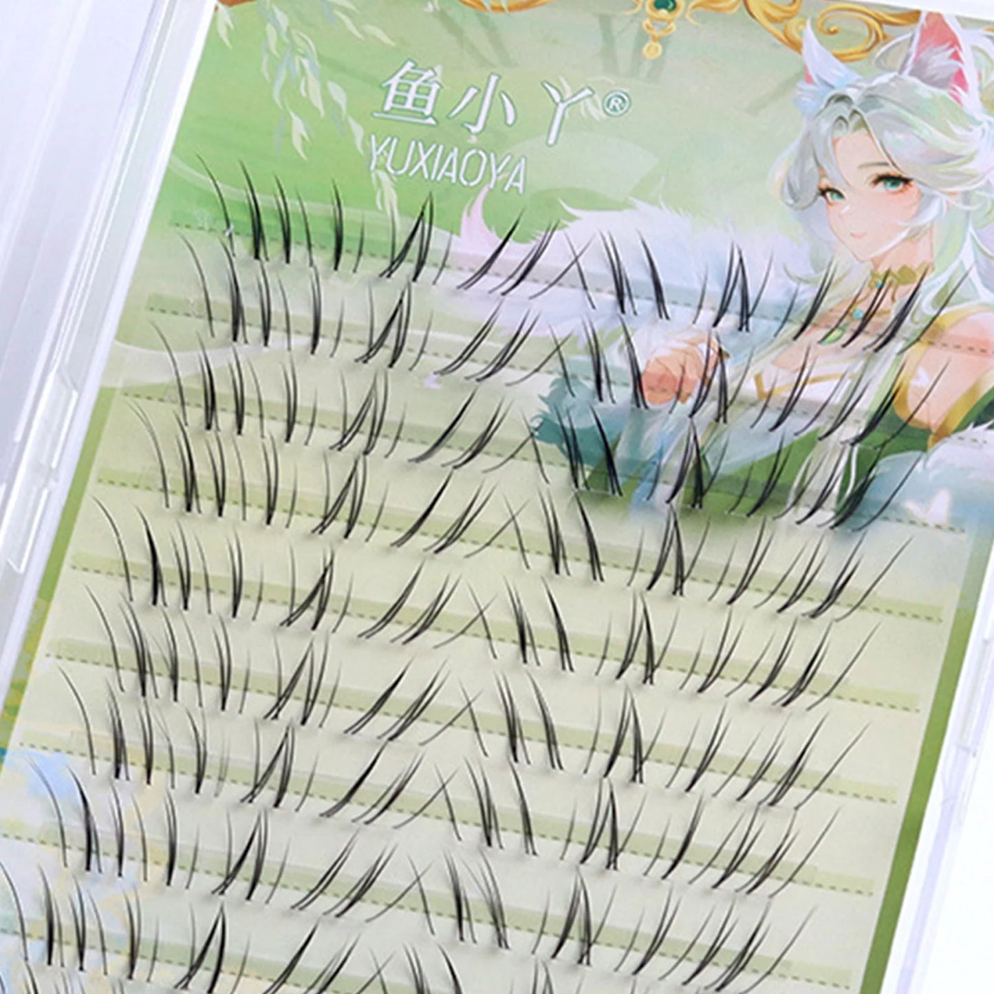 10 Rows Foxes Tail False Eyelashes 9-12mm Mixed Length Natural Slender Curling Lightweight Fake Eyelash Extension Chinese Style Peaceful Pleasures Health and Wellness