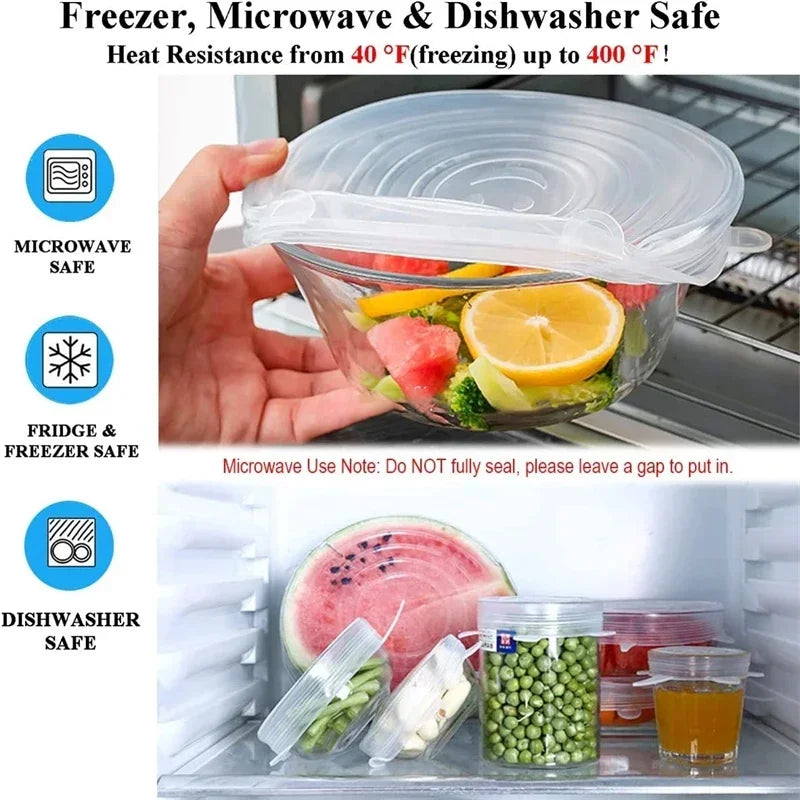 Food Cover For Kitchen Accessory Reusable Sealed Lid Package Silicone Adjustable Elastic Silicone Caps Fresh-keeping Home Garden Peaceful Pleasures Health and Wellness