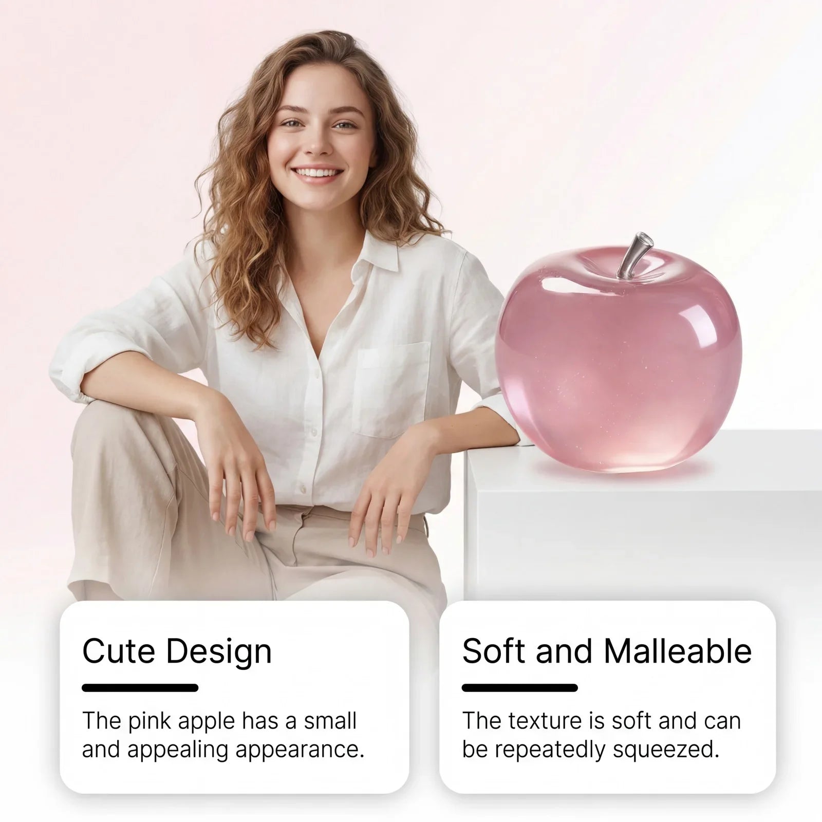Squishy Pink Apple Squeeze Toy – Slow Rise Fidget Sensory Ball Fidget Stress Toy Oasis Select
