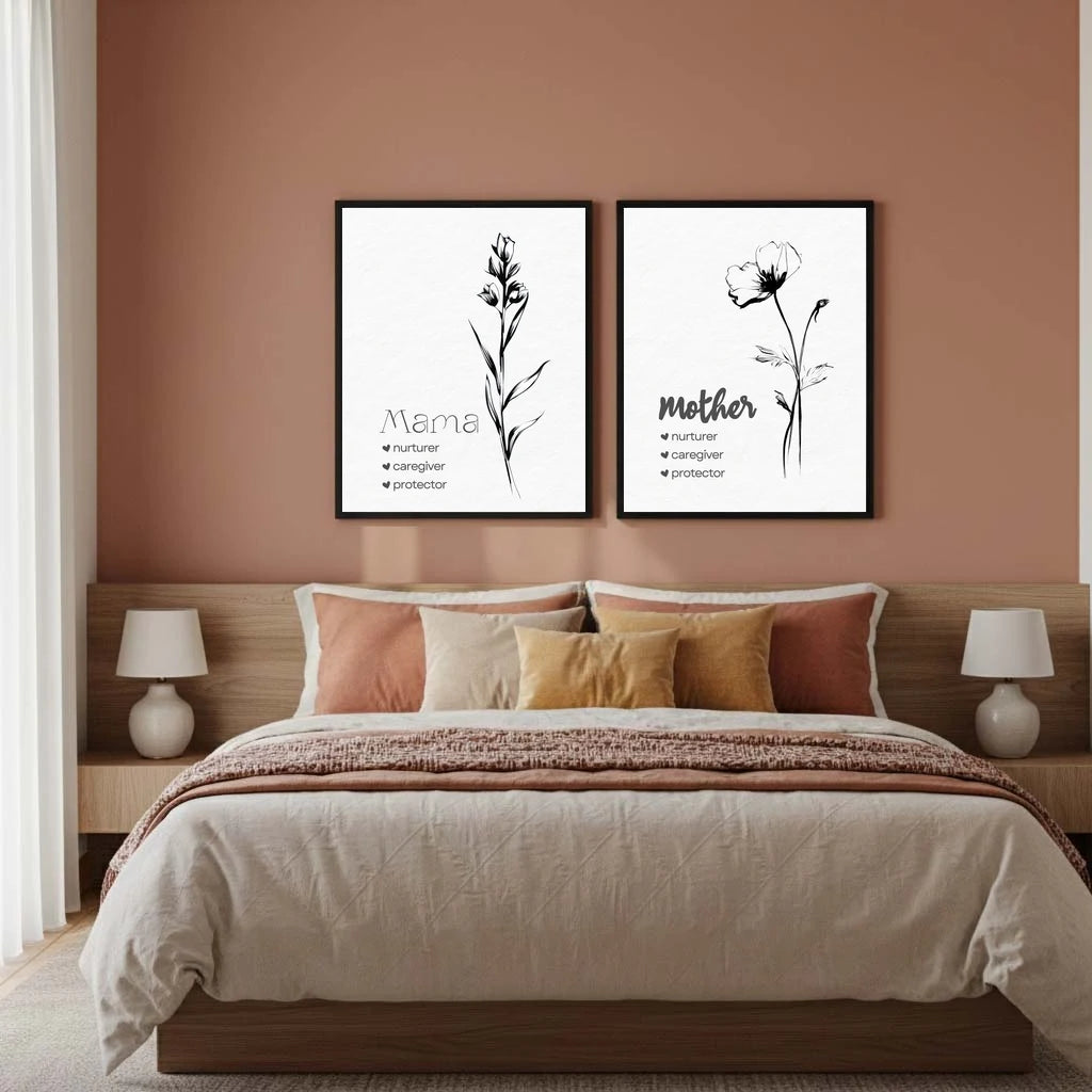 Black and White Flower Wall Art, Minimalist Canvas Painting, Poster Prints For Living Room Bedroom, Mother Day Gift Decor Peaceful Pleasures Health and Wellness