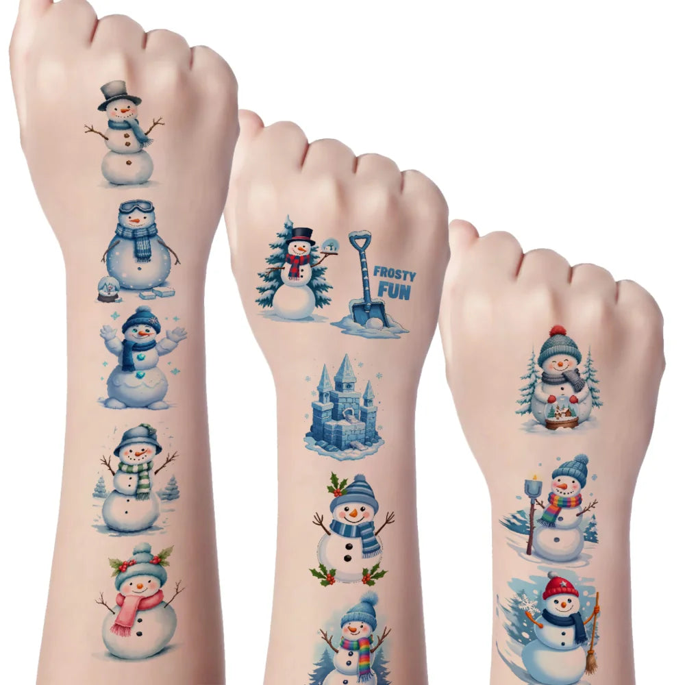 54pcs Winter Temporary Tattoo Stickers – Waterproof 3D Body Art