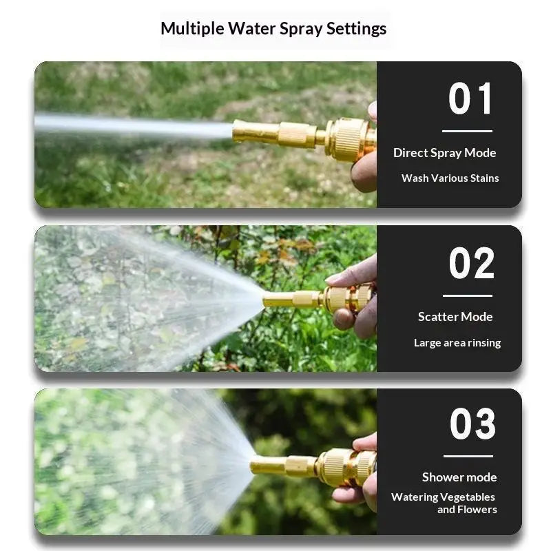 Versatile Home Hose Adjustable Pressure Garden Sprinkler Spray Nozzle Water Brass High Pressure Direct Spray Quick Connector Peaceful Pleasures Health and Wellness