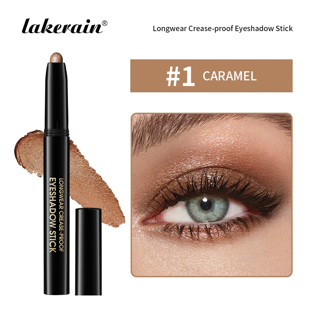 12 Colors Eyeshadow Pencil Stick Shimmer And Matte Waterproof Metallic Glitter Eye Shadow Highlighter Pencil Eyeshadow Cosmetics Peaceful Pleasures Health and Wellness 01 caramel